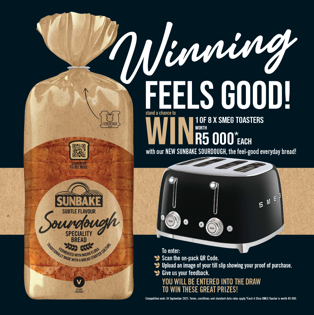 Winning feels good! Stand a chance to win 1 of 8 x SMEG Toasters worth R5000 each with our new Sunbake Sourdough, the feel-good everyday bread!